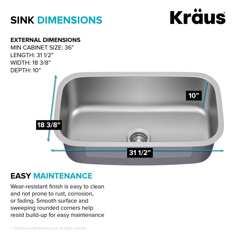 Premier 31.5-inch Stainless Steel Undermount Single Bowl Kitchen Sink