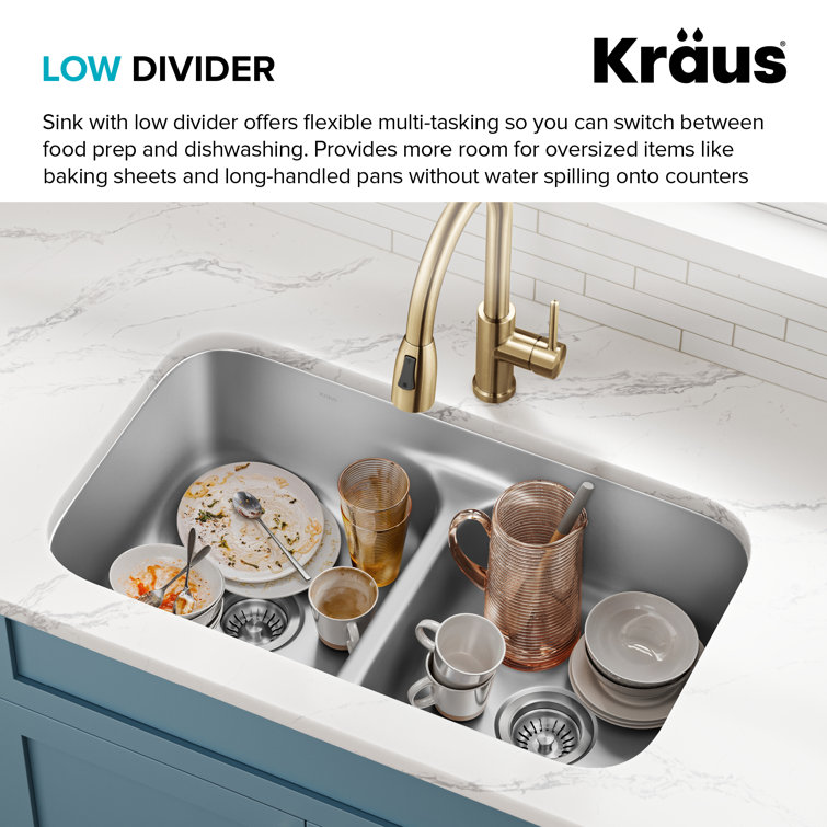Premier 32-Inch Stainless Steel Double Bowl Undermount Kitchen Sink