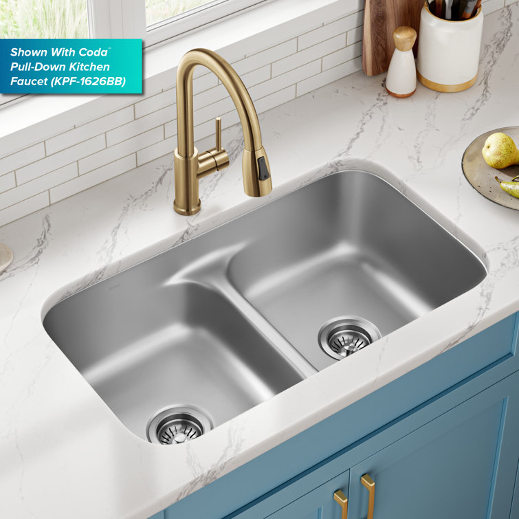 Premier 32-Inch Stainless Steel Double Bowl Undermount Kitchen Sink