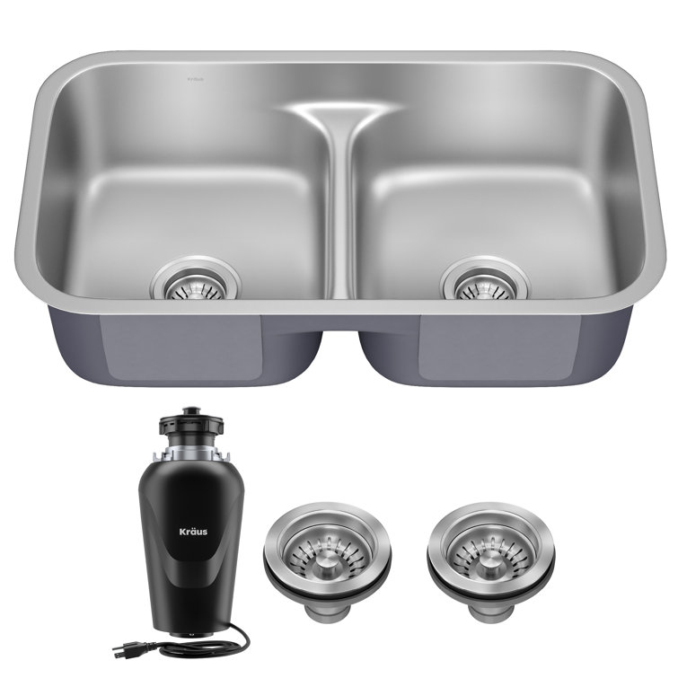 Premier 32-Inch Stainless Steel Double Bowl Undermount Kitchen Sink
