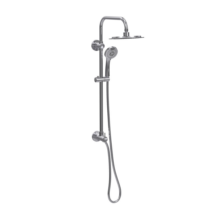 Chrome Multi-Head Adjustable Height Rain Shower System
