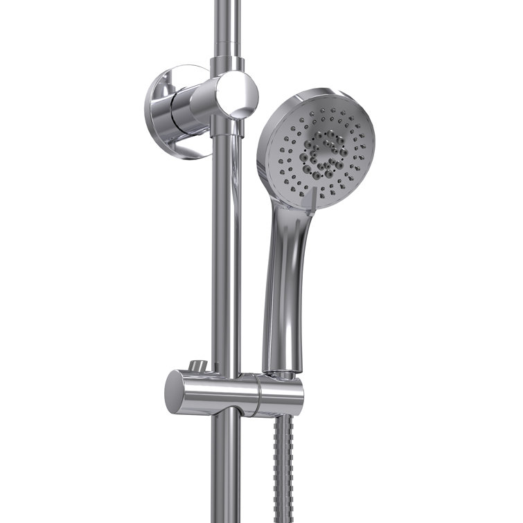 Chrome Multi-Head Adjustable Height Rain Shower System