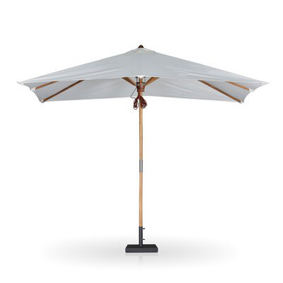 White Teak Rectangular Outdoor Umbrella with Pulley System