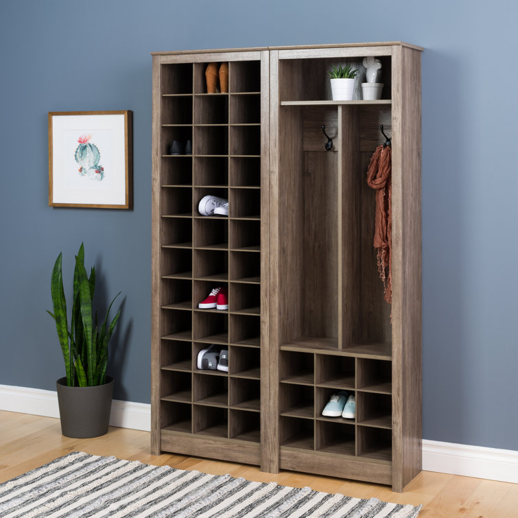 Drifted Gray 36-Pair Stackable Wood Shoe Rack