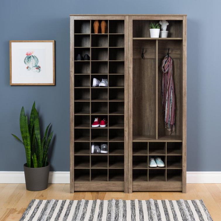 Drifted Gray 36-Pair Stackable Wood Shoe Rack