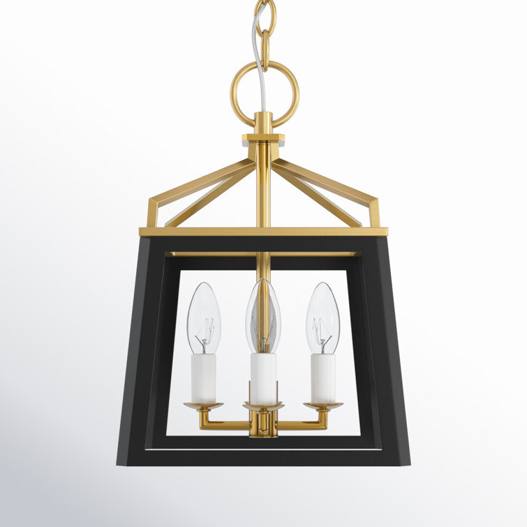 Midnight Black and Gold 4-Light Lantern Chandelier
