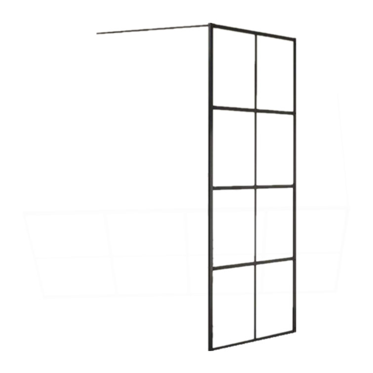 Matte Black Framed Glass Shower Screen with Clear Tempered Glass