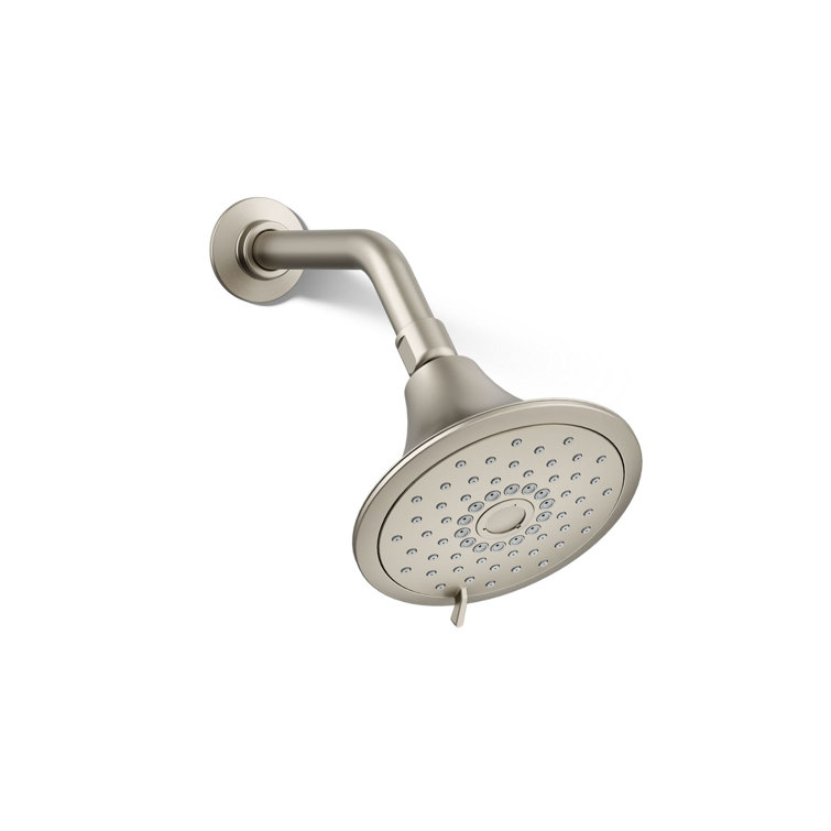 Vibrant Brushed Nickel Multifunction Wall Mount Showerhead