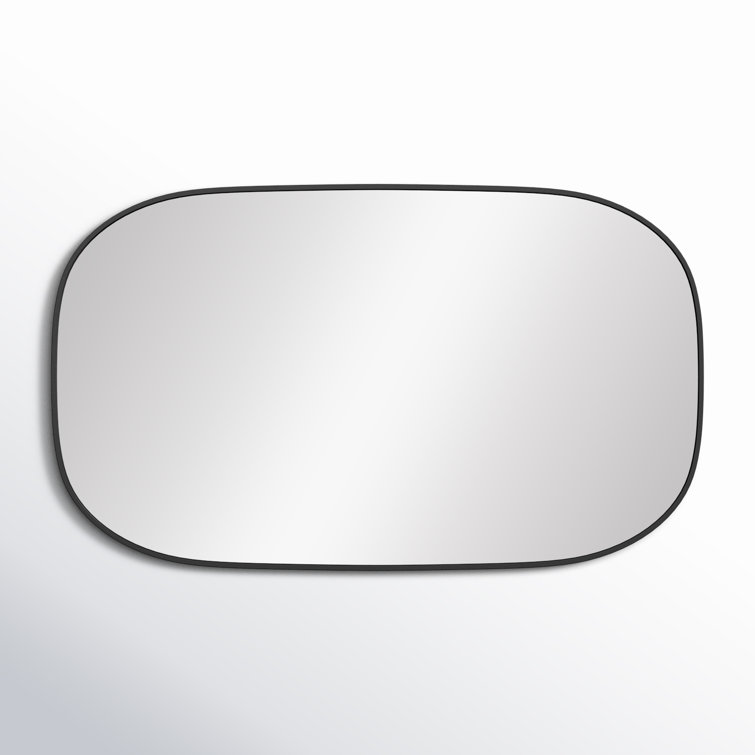 Black Metal Frame Oval Wall Mirror 24 x 40 Inch