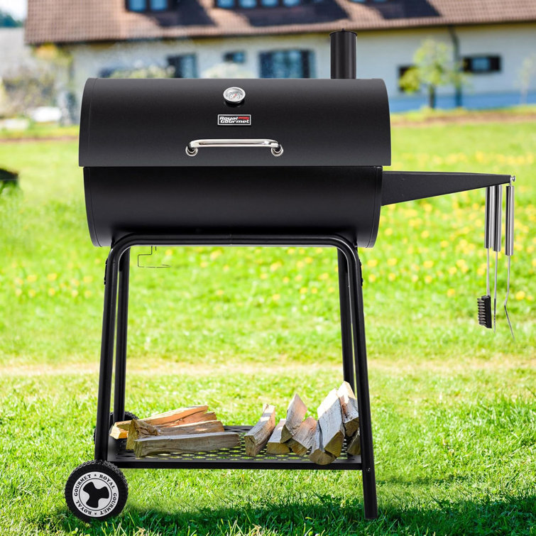 Royal Gourmet 30-Inch Black Barrel Charcoal Grill with Smoker