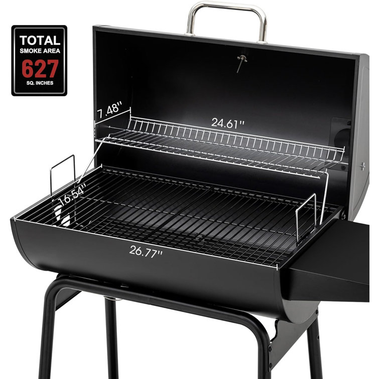Royal Gourmet 30-Inch Black Barrel Charcoal Grill with Smoker