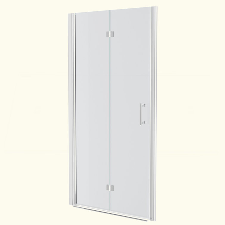 72" Frameless Bi-Fold Shower Door with Tempered Glass and Chrome Frame