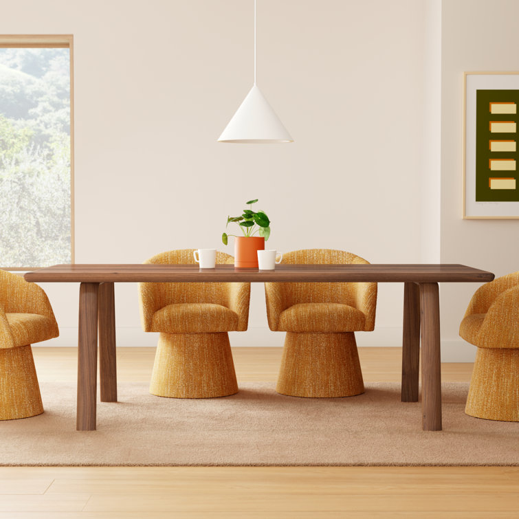 Walnut Solid Wood Rectangular Dining Table for Six