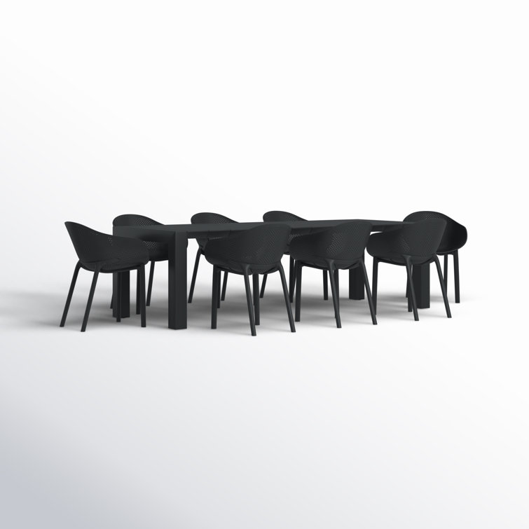 Siesta Air XL 11-Piece Extendable Black Dining Set with Stackable Chairs