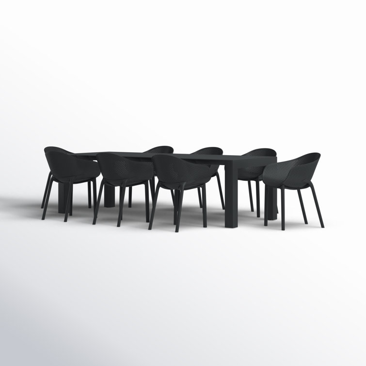 Siesta Air XL 11-Piece Extendable Black Dining Set with Stackable Chairs