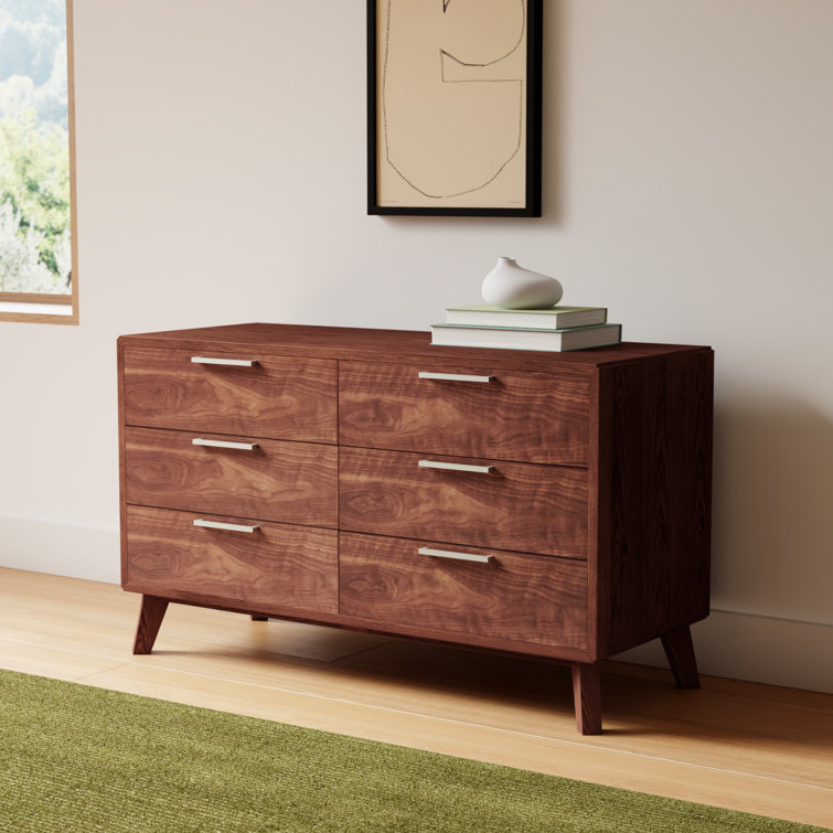 Walnut Veneer Mid-Century Modern Double Dresser