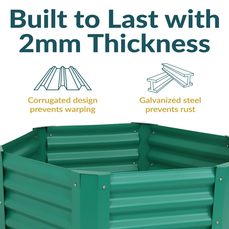 Hexagon Green Galvanized Steel Raised Garden Bed for Outdoor Plants