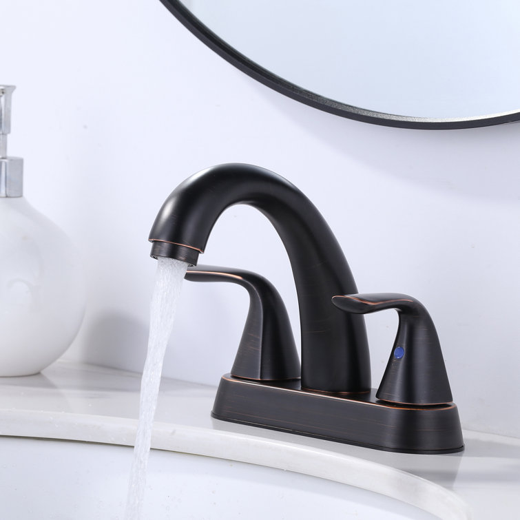 Oil Rubbed Bronze Double Handle High Arc Bathroom Faucet
