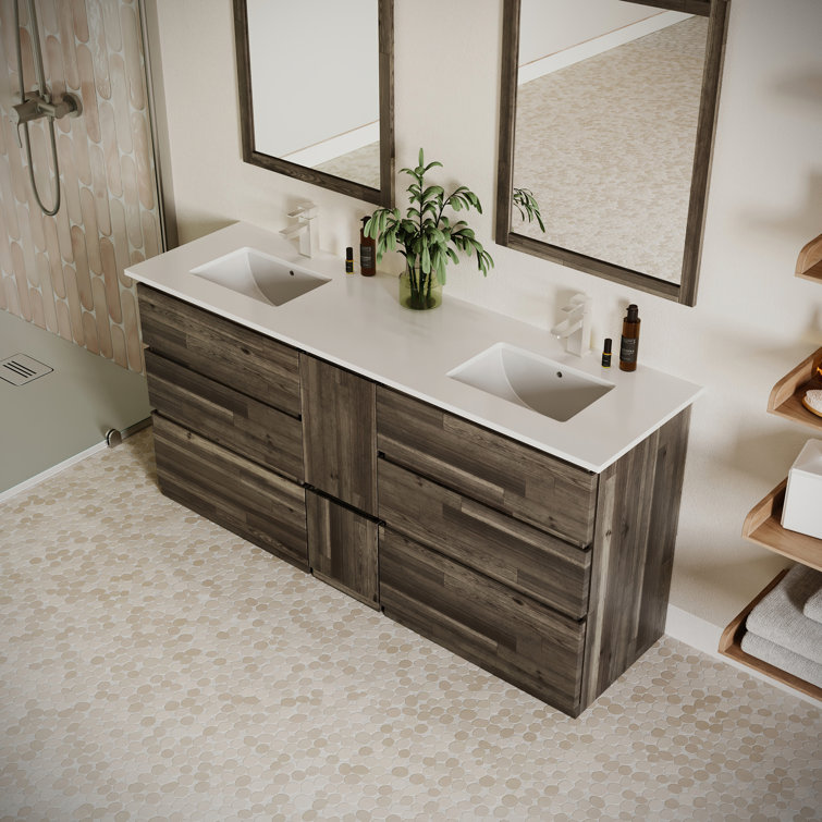 Formosa 72" Brown Quartz Stone Double Sink Vanity