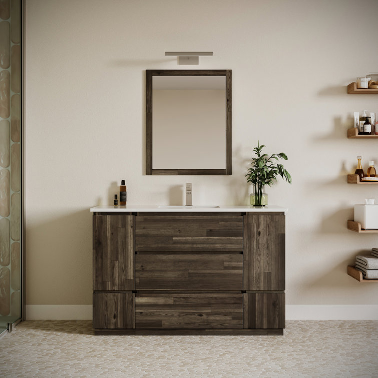 Acacia Wood 53" Brown Freestanding Bathroom Vanity Base