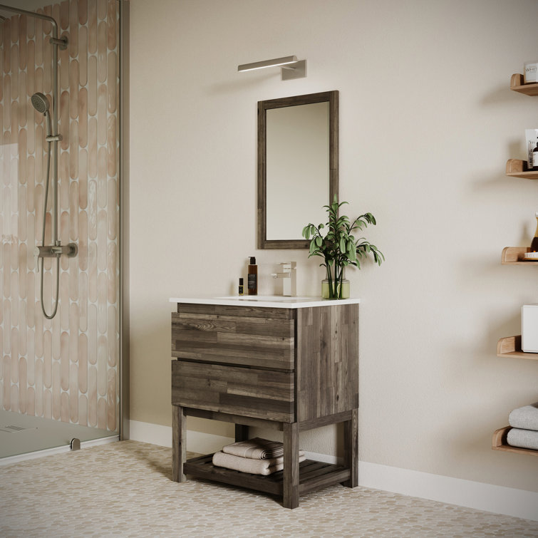29" Brown Engineered Wood Freestanding Single Vanity Base