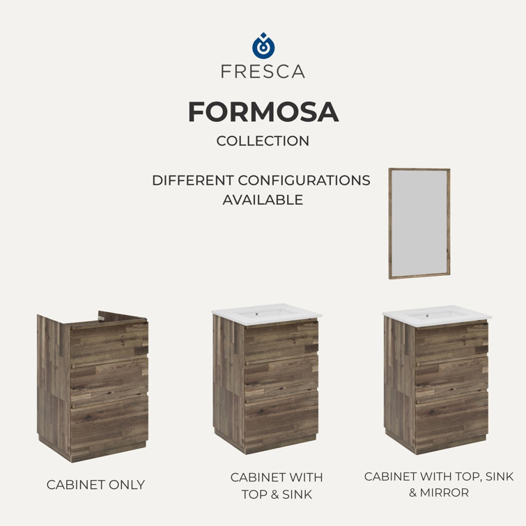 Ash Gray Acacia Wood Freestanding Single Bathroom Cabinet