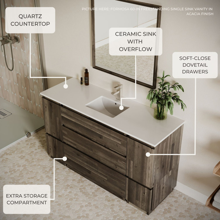 Formosa 72" Brown Quartz Stone Double Sink Vanity