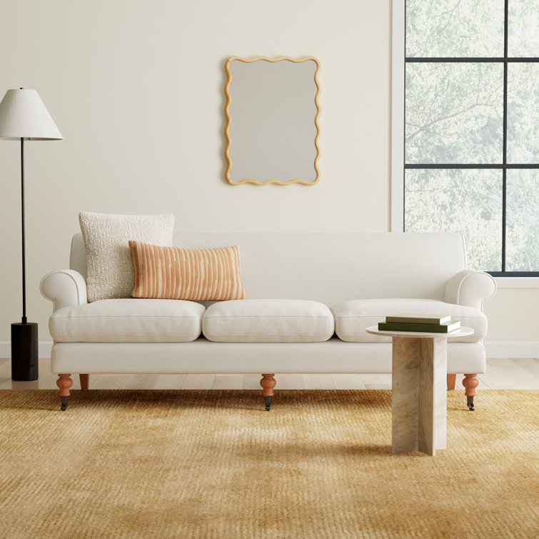Alana Light Beige Linen Upholstered Lawson Sofa with Removable Cushions