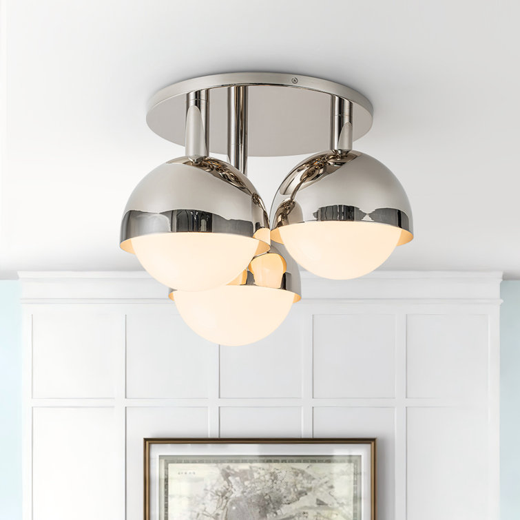 Nickel 3-Light Globe Semi Flush Mount Ceiling Fixture