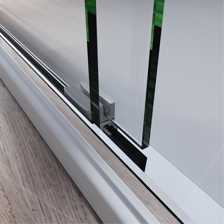 60" x 72" Semi Frameless Sliding Aluminum Shower Door with Clear Tempered Glass