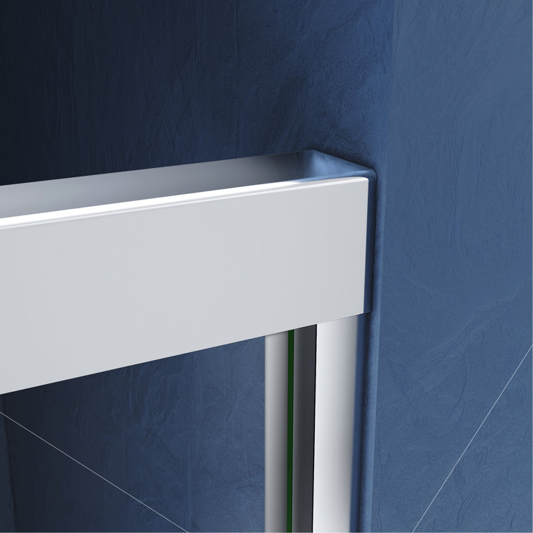 60" x 72" Semi Frameless Sliding Aluminum Shower Door with Clear Tempered Glass