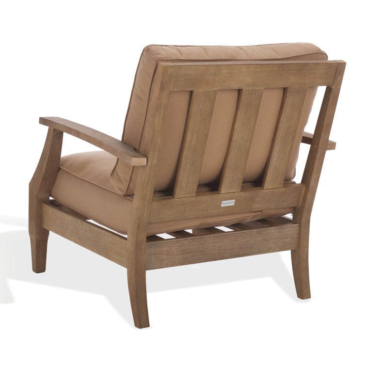Natural Eucalyptus Outdoor Armchair with Brown Cushions