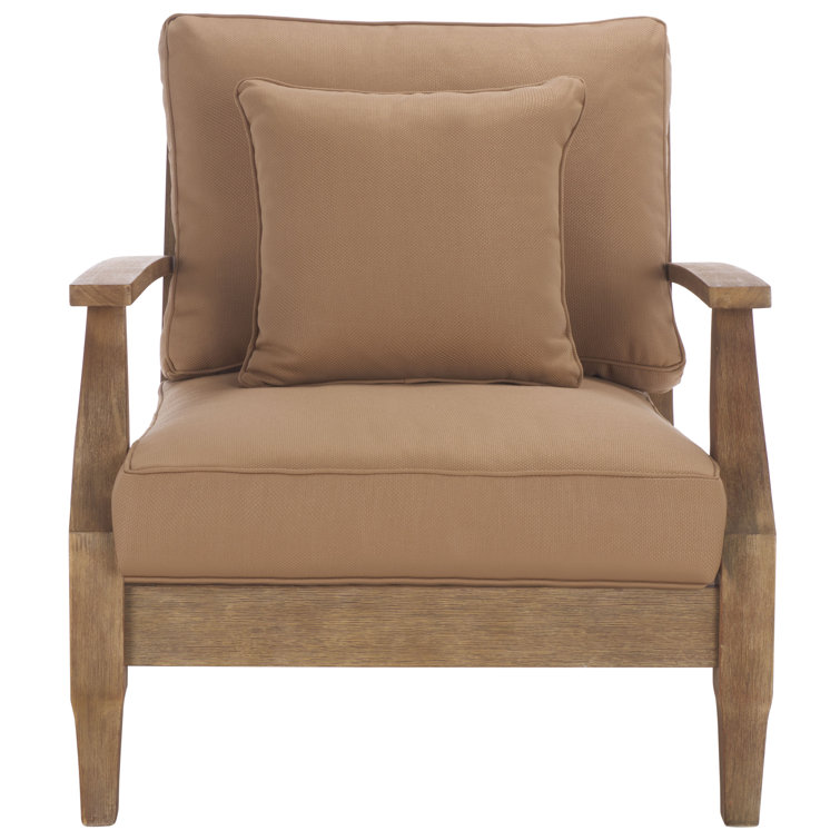 Natural Eucalyptus Outdoor Armchair with Brown Cushions
