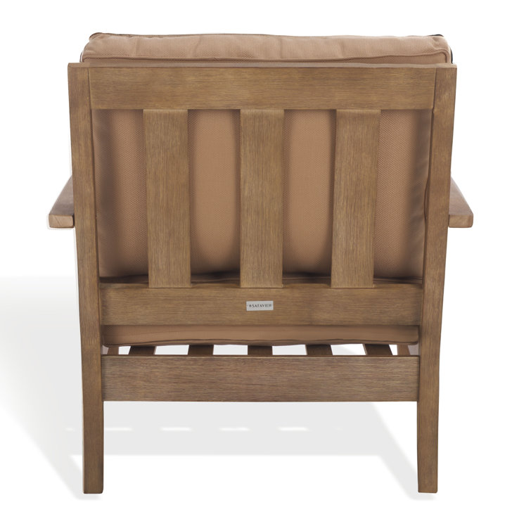 Natural Eucalyptus Outdoor Armchair with Brown Cushions