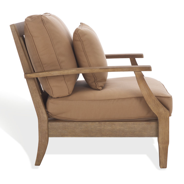 Natural Eucalyptus Outdoor Armchair with Brown Cushions