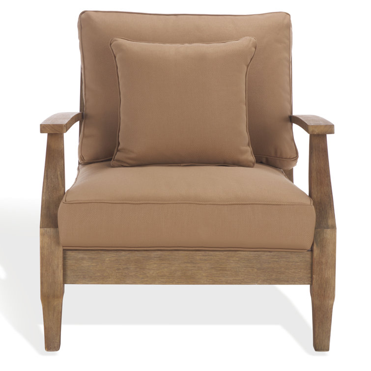 Natural Eucalyptus Outdoor Armchair with Brown Cushions