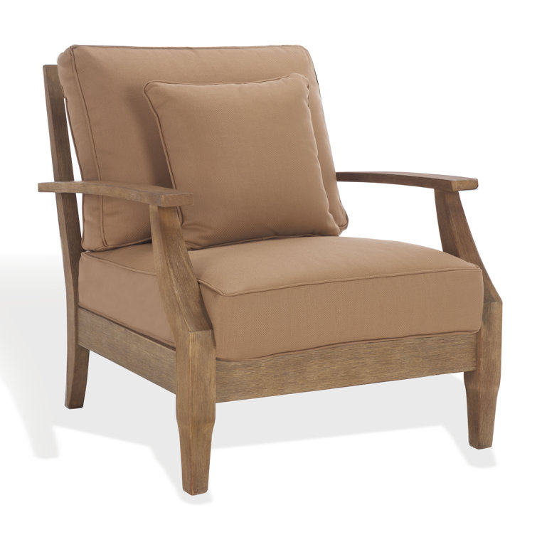 Natural Eucalyptus Outdoor Armchair with Brown Cushions