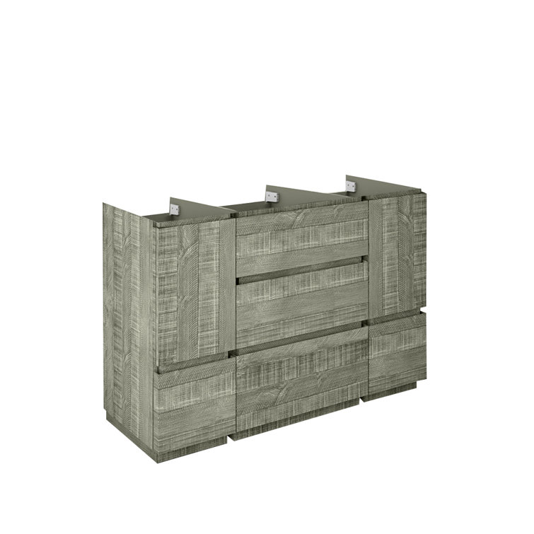 Ash Gray Acacia Wood Freestanding Single Bathroom Cabinet