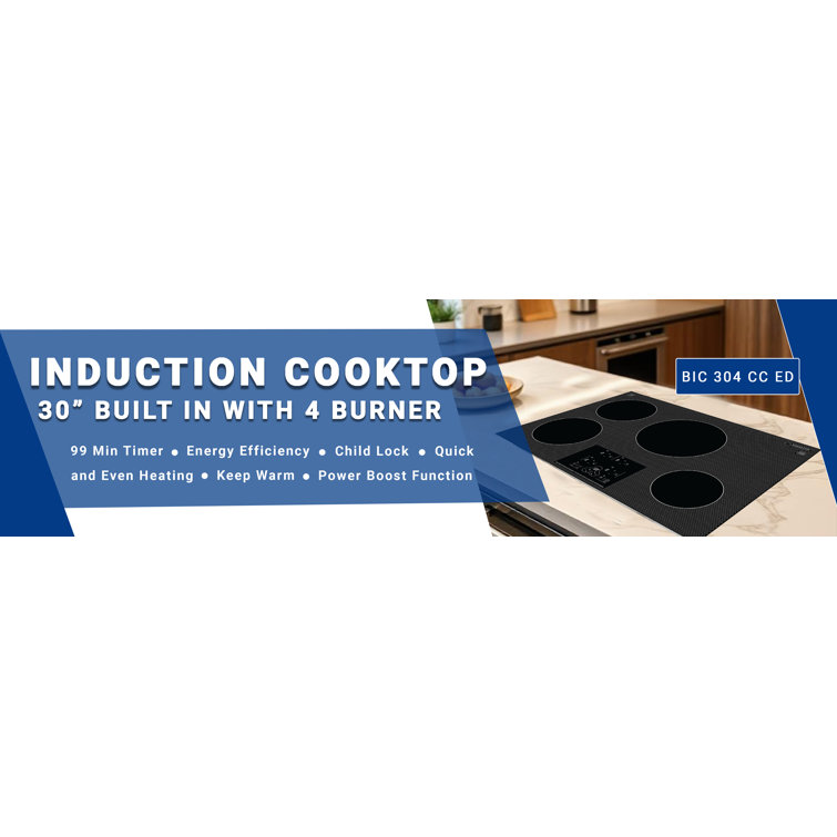 Equator 30" Black Ceramic 4 Burner Induction Cooktop