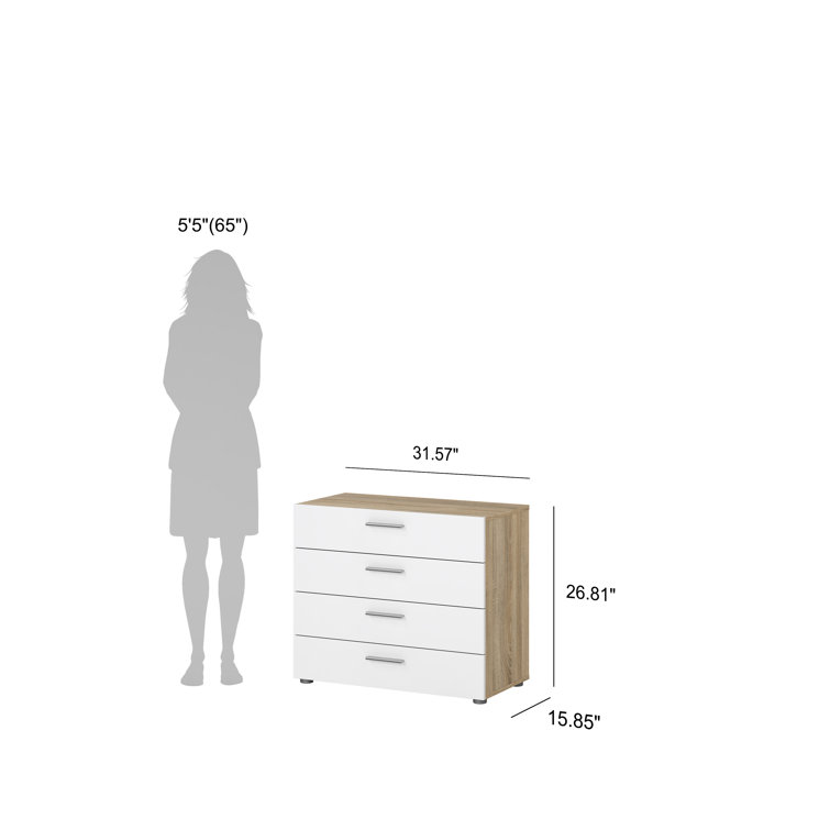 Sleek Austin 4-Drawer Chest in Oak Structure and White High Gloss