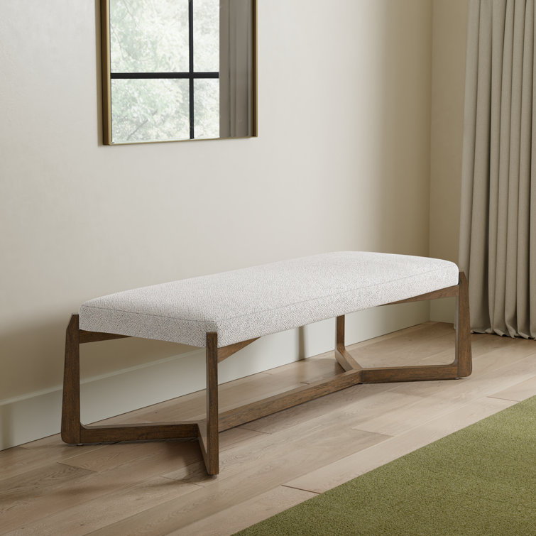Brunswick Pebble 63.5" Modern Beechwood and Leather Bench