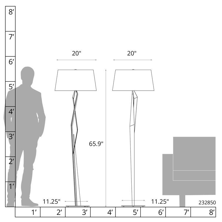 Facet 65.9'' Black Floor Lamp with Natural Anna Shade and LED Light