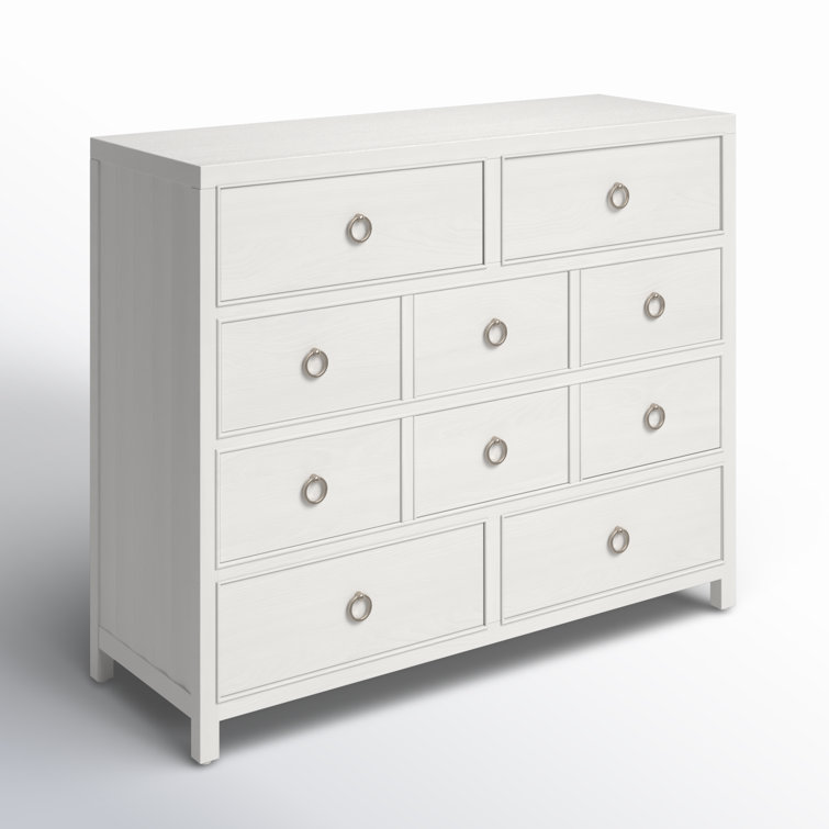 White Coastal 6-Drawer Soft Close Dresser with Felt Lined Drawer