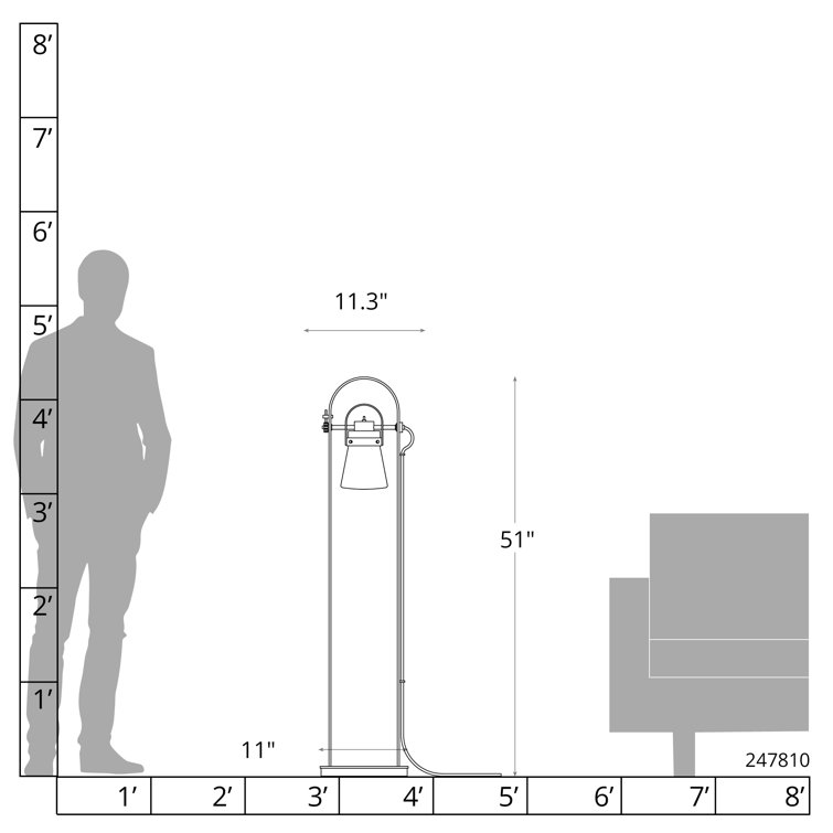 Erlenmeyer 51'' Black Steel and Clear Glass Novelty Floor Lamp