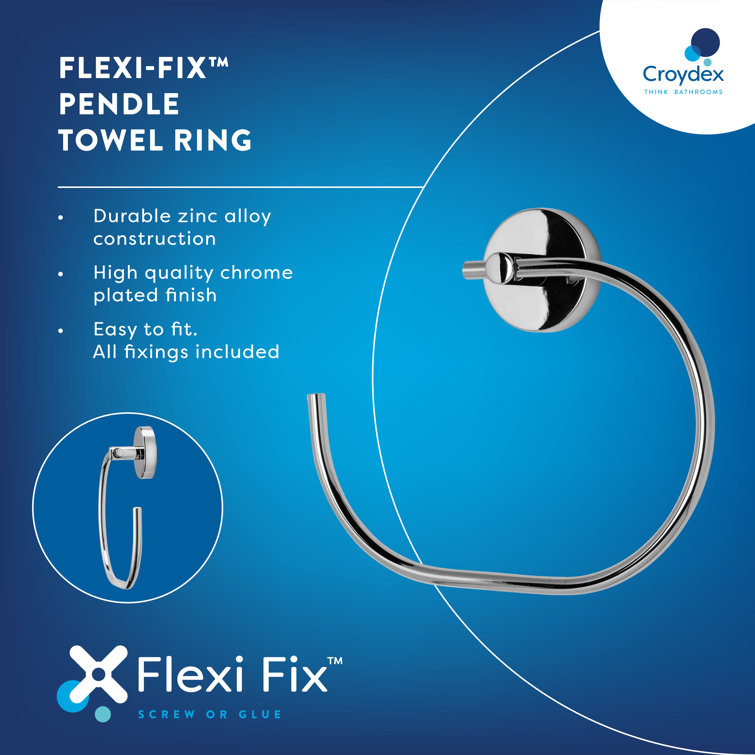Chrome Wall Mounted Flexi-Fix Towel Ring