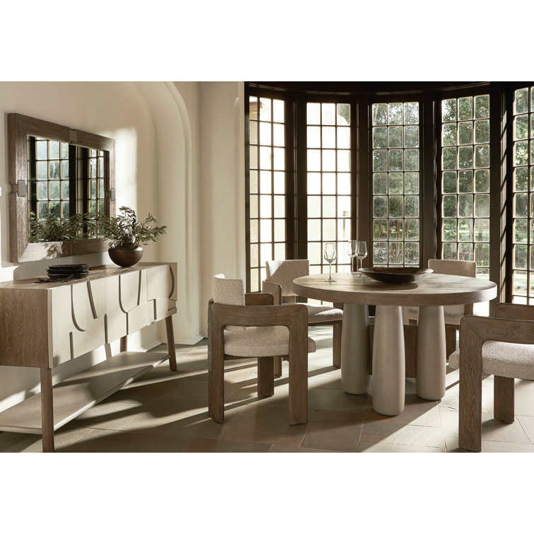 Casa Paros 54" Transitional Extendable Round Dining Table in Brown/Gray