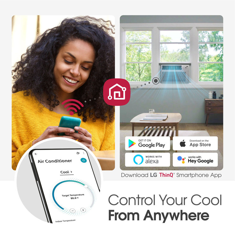 LG 12,000 BTU White Smart Window Air Conditioner with Wi-Fi and Remote
