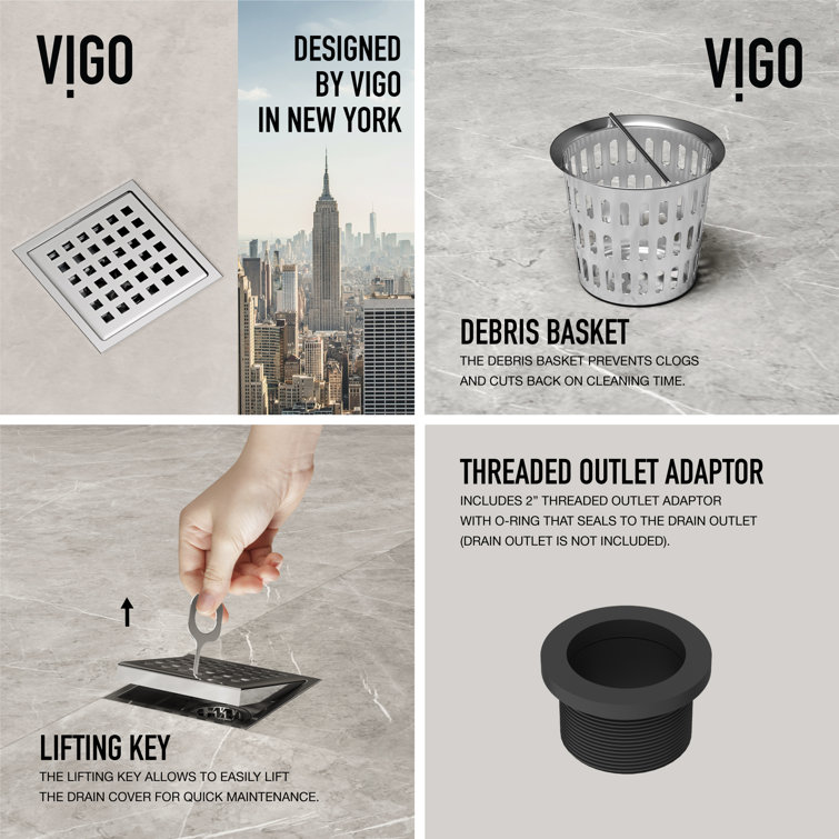 VIGO Elan Square Chrome Shower Drain