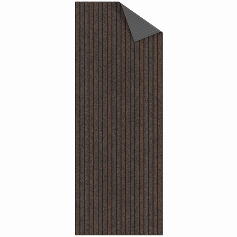 Gray Non-Slip Synthetic Indoor/Outdoor Runner Rug, 2' x 10'