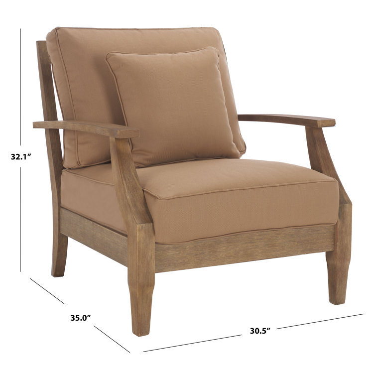 Natural Eucalyptus Outdoor Armchair with Brown Cushions